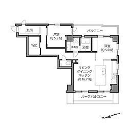 南麻布パーク・ホームズ 2LDKの間取図画像