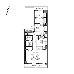 横浜鶴ケ峰ビューハイツ 1LDKの間取図画像