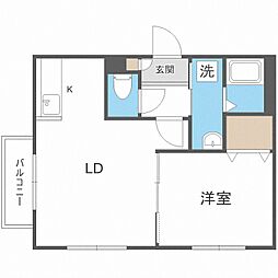 クラリス中の島 2階1LDKの間取り
