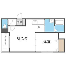 ＰＯＬＬＵＸ　Ｓ7 1階1LDKの間取り