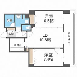 RESIDIA円山北五条 2LDKの間取図画像