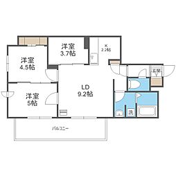 レジディアキタニジョウイースト2 3LDKの間取図画像