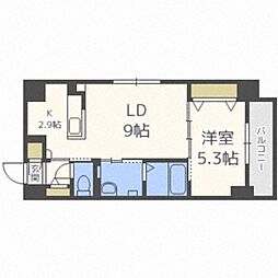 ユーコート大通西13 1LDKの間取図画像