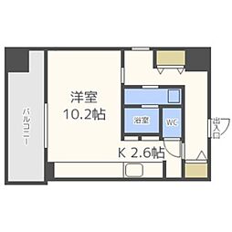 F006 1Kの間取図画像