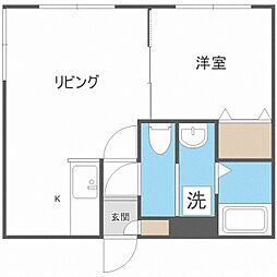 ブランノワール桑園 1LDKの間取図画像