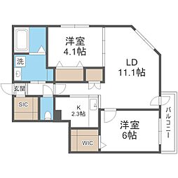 ALPHASQUARE北12西3 2LDKの間取図画像