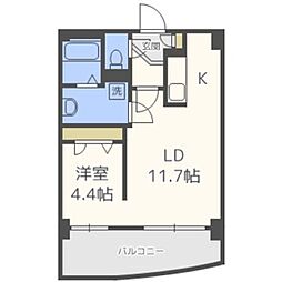 ビッグパレス中島公園リバーサイドB棟 1LDKの間取図画像