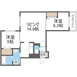 ジュエルスカイ天神 2LDKの間取図画像