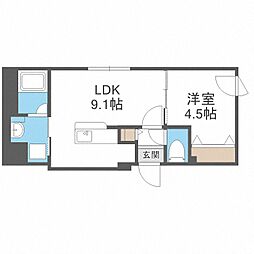 グランドサクセス北6条 1LDKの間取図画像