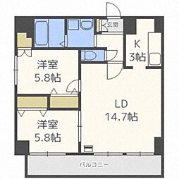 ハイムエルデZW 2LDKの間取図画像
