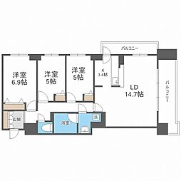 RESIDIA円山北五条 3LDKの間取図画像
