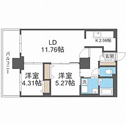 パシフィックタワー札幌 2LDKの間取図画像