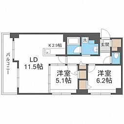 RESIDIAKITA-SANJO 2LDKの間取図画像