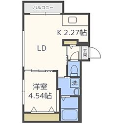 CIEL新札幌 1LDKの間取図画像