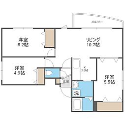 ワンダーコート清田 3LDKの間取図画像