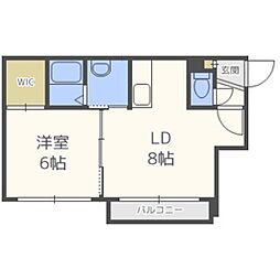 アボンド月寒東B 1LDKの間取図画像