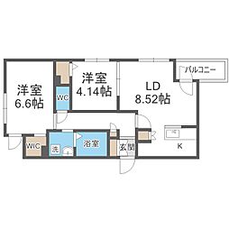 RESIDENCESINMEIHONGOUWEST 2LDKの間取図画像