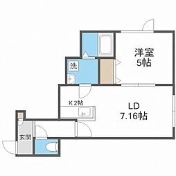 カーザフェリス稲穂 1LDKの間取図画像