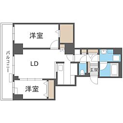 レジディア大通公園 2LDKの間取図画像