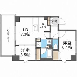 レーベン北大前THEST1LEA 2LDKの間取図画像