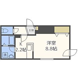 ファランドール大通り東2 1Kの間取図画像