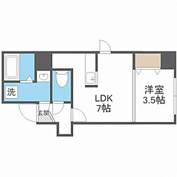 カーサベルタ 1DKの間取図画像