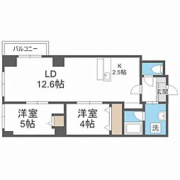 プライムアーバン北3条通 2LDKの間取図画像