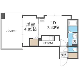 S-FORT北大前 1LDKの間取図画像