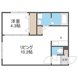 札幌市中央区南十二条西14丁目アパート 1LDKの間取図画像