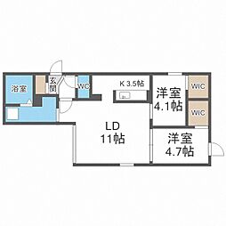 LiveaseKitamaruyama 2LDKの間取図画像