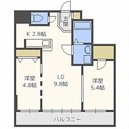 札幌中央レジデンス 2LDKの間取図画像