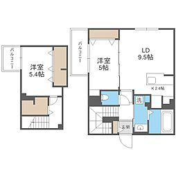 札幌市中央区南五条西11丁目マンション 2LDKの間取図画像