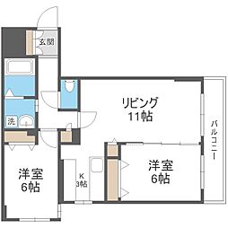ラディア山鼻 2LDKの間取図画像