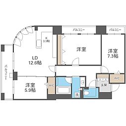 グランファーレ幌西グランデュール 3LDKの間取図画像