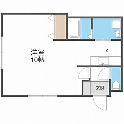 カーサ国際大前 1Kの間取図画像