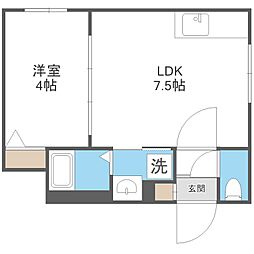 札幌市西区発寒四条6丁目マンション 1LDKの間取図画像