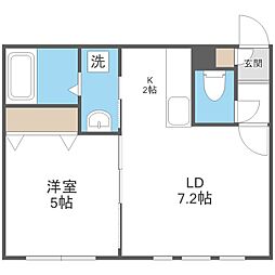 キャステル東札幌 1LDKの間取図画像