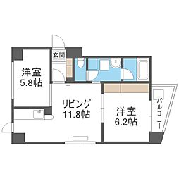 サムティ学園前 2LDKの間取図画像