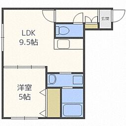 クラリス豊平2 1LDKの間取図画像