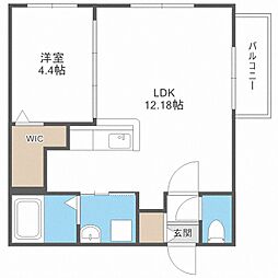 ヴォヤージュ円山 1LDKの間取図画像