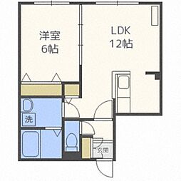 コンフォート美園4条 1LDKの間取図画像