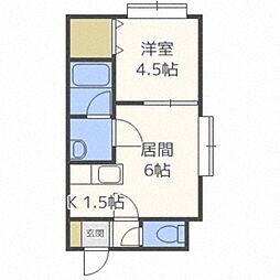 ラ・ホワイエ 1DKの間取図画像