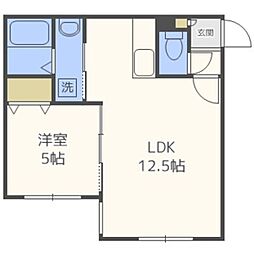 クラリス西町北 1LDKの間取図画像