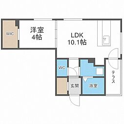 札幌市西区二十四軒四条5丁目マンション 1LDKの間取図画像