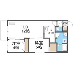 ホクエイヒルズ 2LDKの間取図画像