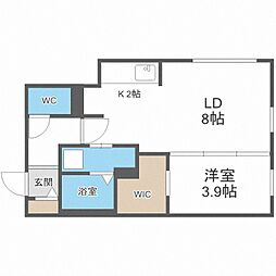 montanaSAKAEDORI 1LDKの間取図画像