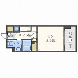 RESIDIAKITA-SANJO 1Kの間取図画像