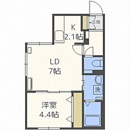 サン・ローズ琴似 1LDKの間取図画像