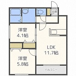 フォルトゥーナ 2LDKの間取図画像