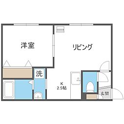 クラリス24軒 1LDKの間取図画像